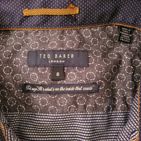 Opulent Dark Blue Ted Baker Button Down - Picture 3 of 3